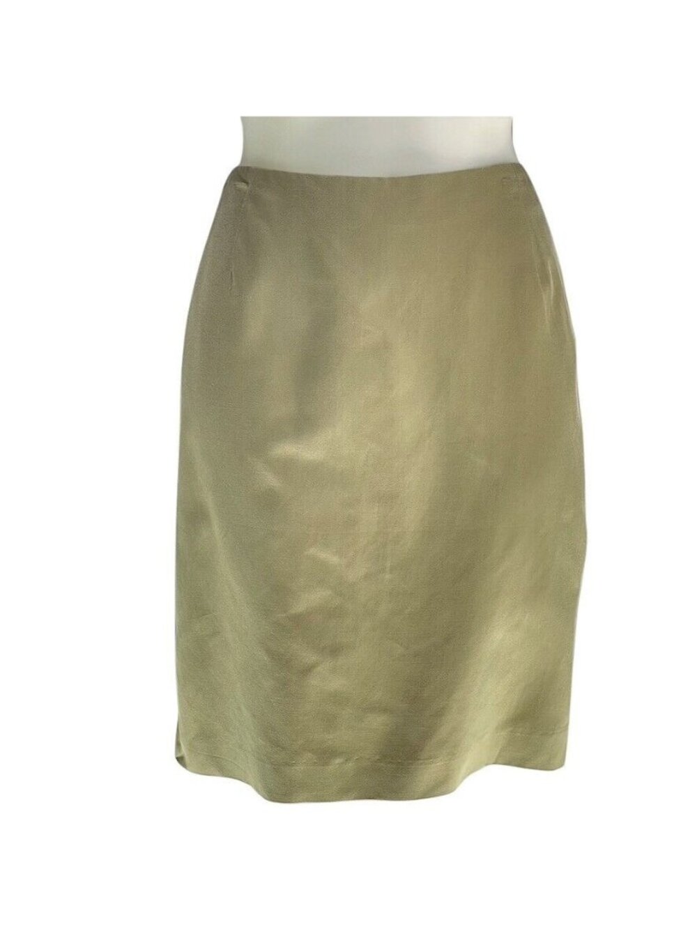 Gold Satin Midi Skirt With Back Zipper & Slit by Lida Baday